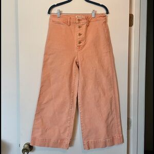 Madewell Pink Wide Leg High Waist Cropped Jeans